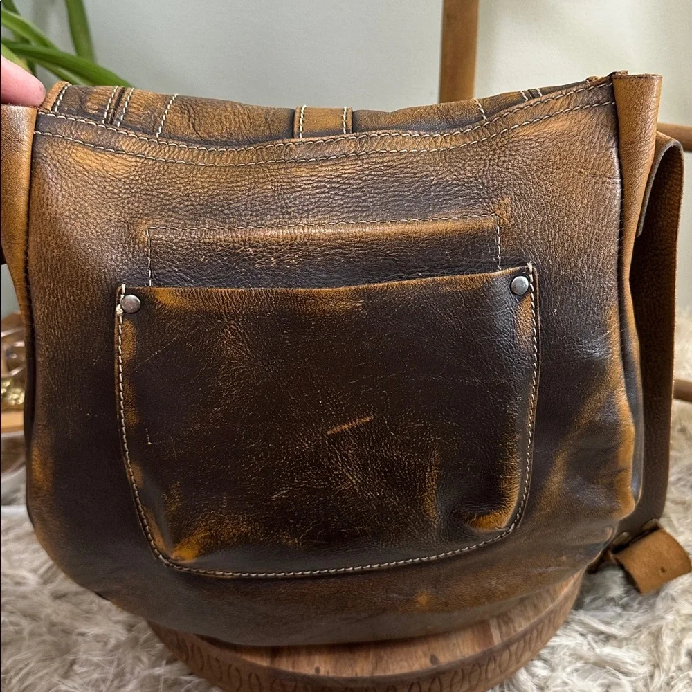 Patricia Nash Brown Distressed Italian Leather Barcelona‎ Saddlebag Crossbody - Picture 4 of 17
